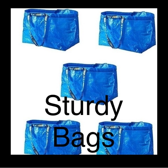 5 Ikea BAGS blue sturdy carrying plastic storage Spring Cleaning 🧽 no zippers - Picture 2 of 11